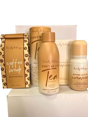Beauty Bakerie Gold & Cream Skincare Set - Tea Toner, Moisturizer, Exfoliator